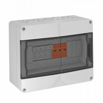 T1+T2 típusú generátor csatlakozódoboz, 4 db biztosítéktartóval 4 X 1 sztringhez