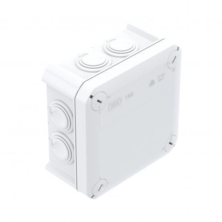Leágazódoboz T 60, bevezető nyílásokkal 100x100x48 | 7 | IP66 | hófehér; RAL 9010