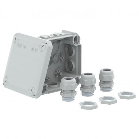 Kabelabzweigkasten T60 mit Einsteckdichtungen und 3 x V-TEC VM25 + Gegenmuttern