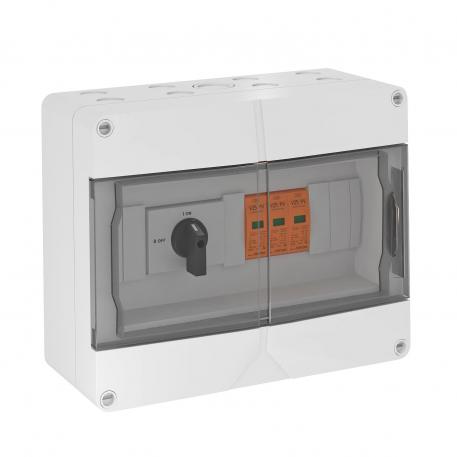 T1+T2 típusú generátor csatlakozódoboz, 900 V DC-ig megszakítóval (32 A) 1 X 1 sztringhez