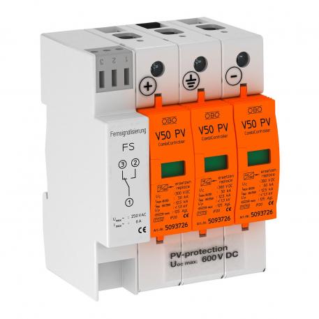 T1+T2 típusú SPD, V50, 600 V DC távjelzéssel 3 | IP20