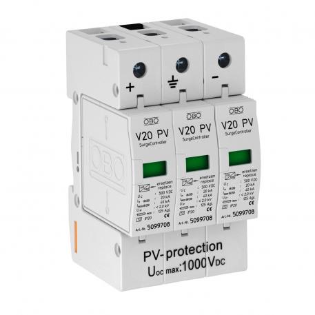 T2 típusú SPD, V20, 1000 V DC távjelzéssel