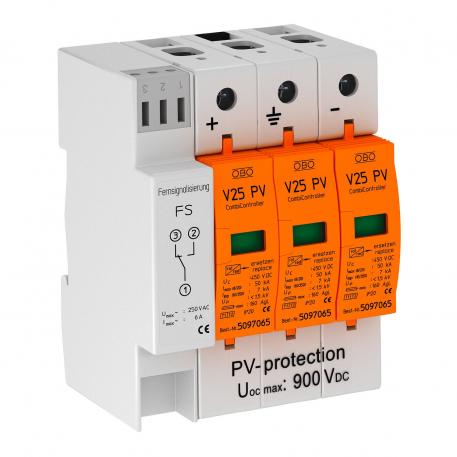 T1+T2 típusú SPD, V25, 900 V DC távjelzéssel 3 | IP20