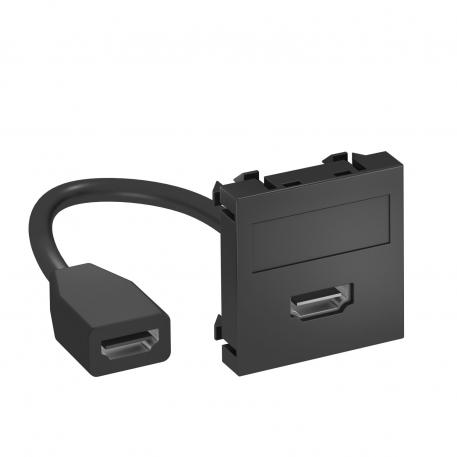 HDMI csatlakozó, 1 modul, egyenes kivitel, csatlakozó kábellel egyenes |  | HDMI | szürkésfekete; RAL 7021