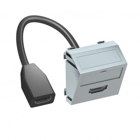 HDMI csatlakozó, 1 modul, ferde kivitel, csatlakozó kábellel  |  | HDMI | festett alumínium