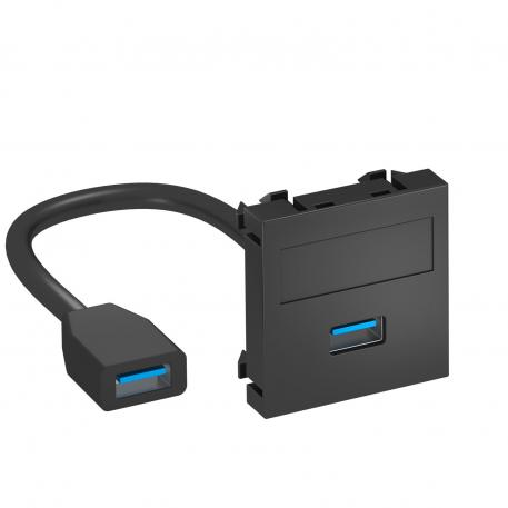 USB 2.0/3.0 csatlakozó, 1 modul, egyenes kivitel, csatlakozó kábellel egyenes |  | USB | szürkésfekete; RAL 7021