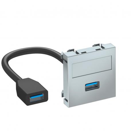 USB 2.0/3.0 csatlakozó, 1 modul, egyenes kivitel, csatlakozó kábellel  |  | USB | festett alumínium