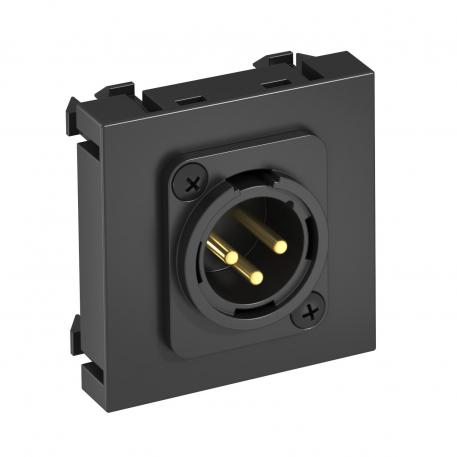 XLR csatlakozó, 1 Modul, egyenes kivitel, 3 pólusú csatlakozódugó, csavaros csatlakozás, szürkésfekete egyenes |  | XLR | szürkésfekete; RAL 7021