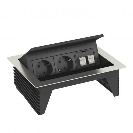 Deskbox DBK, 2 csatlakozóaljzattal, 2x RJ45 Cat6