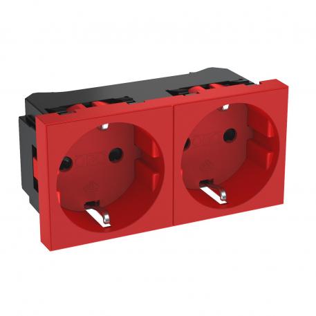 0° socket, protective contact, double 2 | Double 0° | piros; RAL 3001
