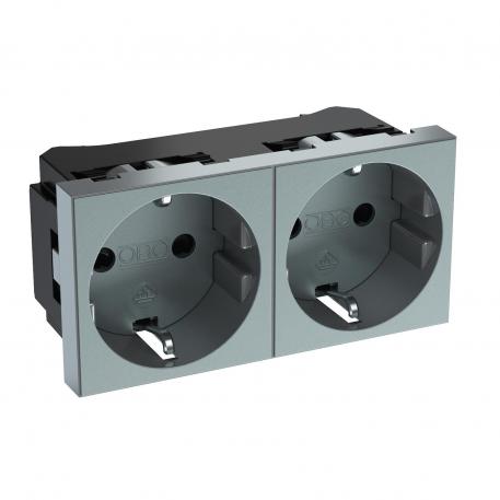 0° socket, protective contact, double 2 | Double 0° | festett alumínium