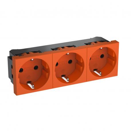 0° socket, protective contact, triple 3 | Triple 0° | narancssárga; RAL 2004