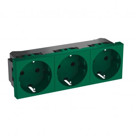 0° socket, protective contact, triple 3 | Triple 0° | zöld; RAL 6029