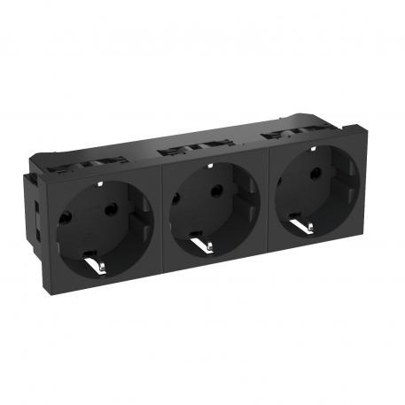0° socket, protective contact, triple 3 | Triple 0° | szürkésfekete; RAL 7021