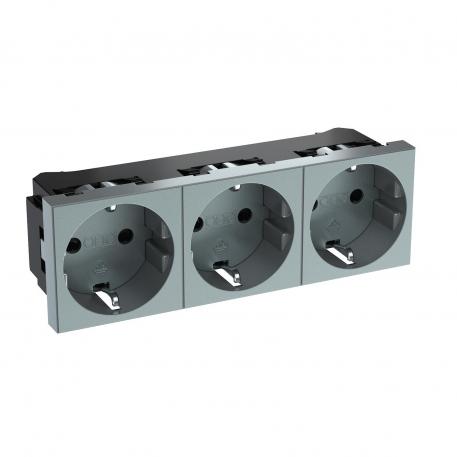 0° socket, protective contact, triple 3 | Triple 0° | festett alumínium