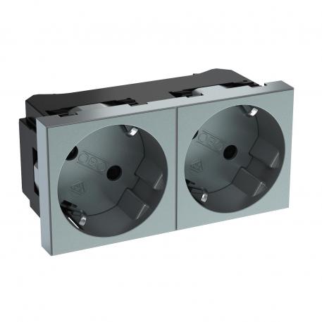 33° socket, protective contact, double 2 | Double 33° | festett alumínium