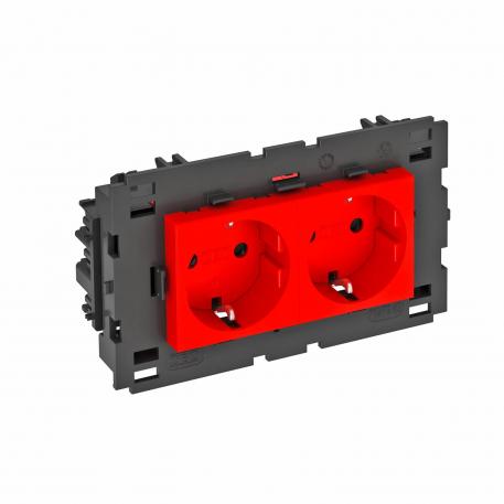 Védőérintkezős csatlakozóaljzat, 0°, Connect 80, kettes 2 | kettes, 0°-os | piros; RAL 3001